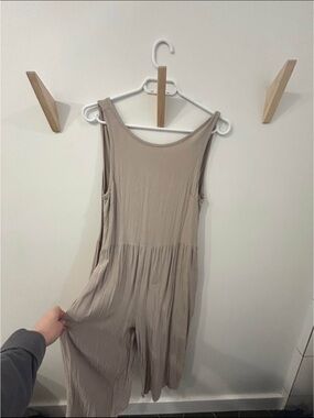 bobi Taupe Scoop-Neck Sleeveless Jumpsuit